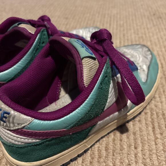 Women’s Nike SB 6.0 Dunk Low 2009 Zebra Purple Teal 314141-400 Sz 6 Skate Shoes - Picture 7 of 11